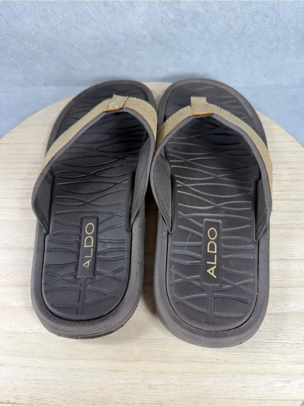 Aldo Mens Tan Woven Strap Thong Sandals Flip Flops Brown Size 9